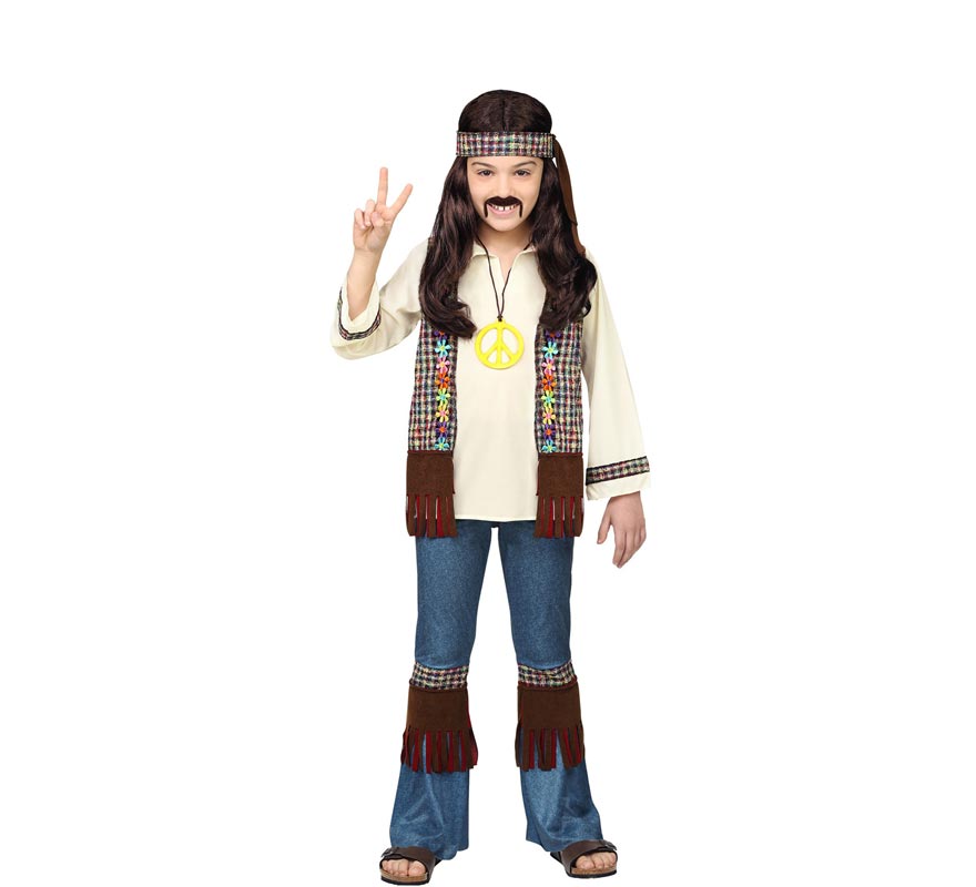 Brown Hippie Costume with Necklace for Kids and Teens