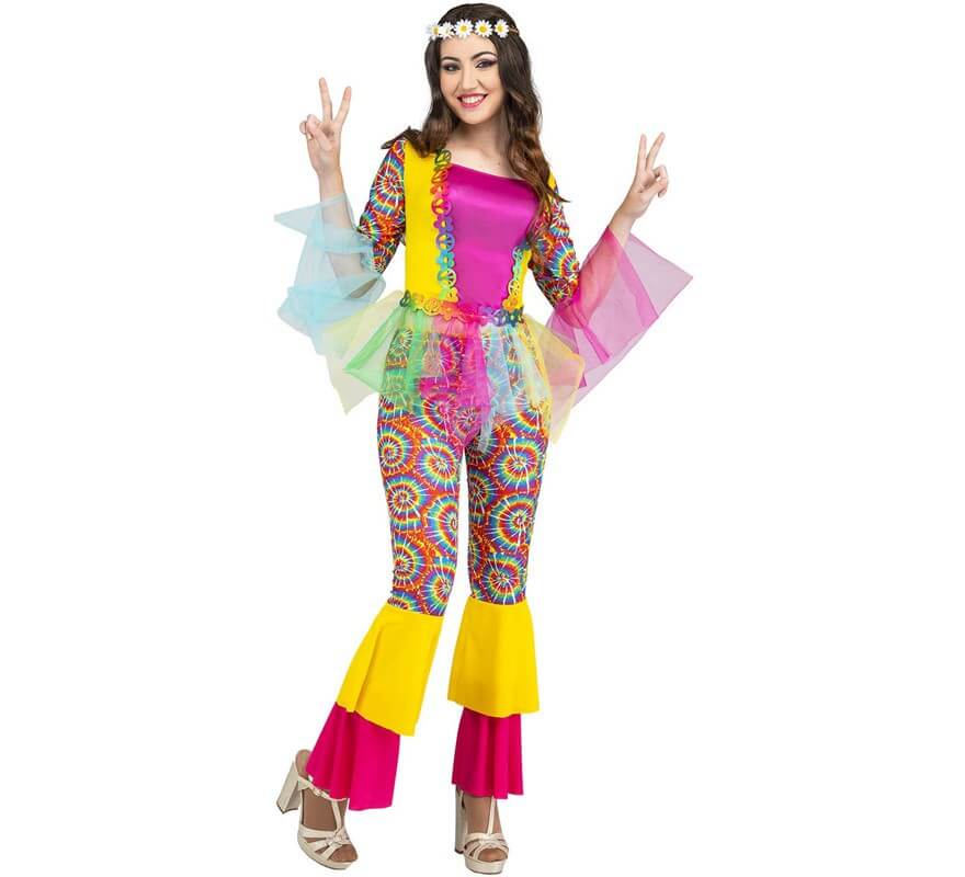 carga difícil estante Disfraz de Hippie Multicolor para mujer