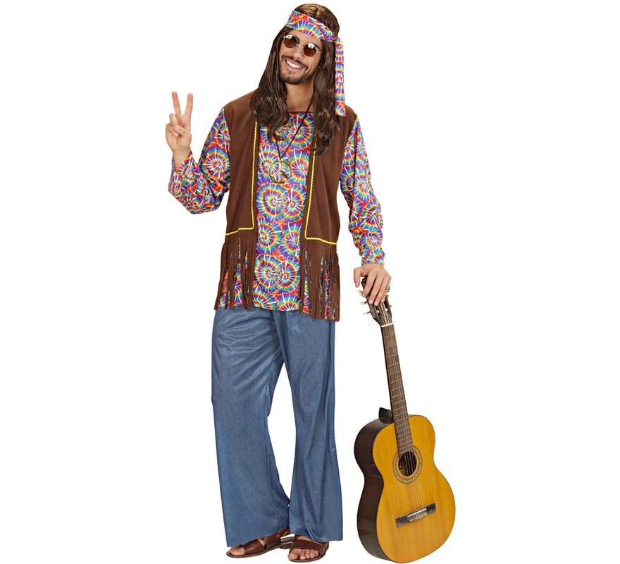 Psychedelic Hippie Costume with Vest for Men