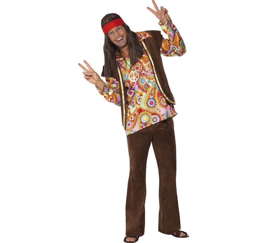 Disfraz de Hippy color Marrón para Hombre