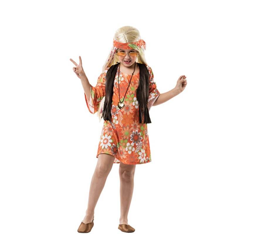 Disfraz de Hippy con Flores para niña