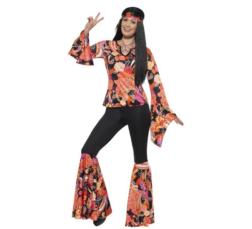 Disfraz de Hippy Multicolor para mujer