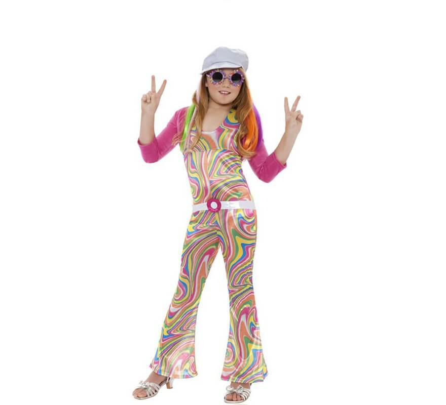 Disfraz de Hippy Multicolor para Niña