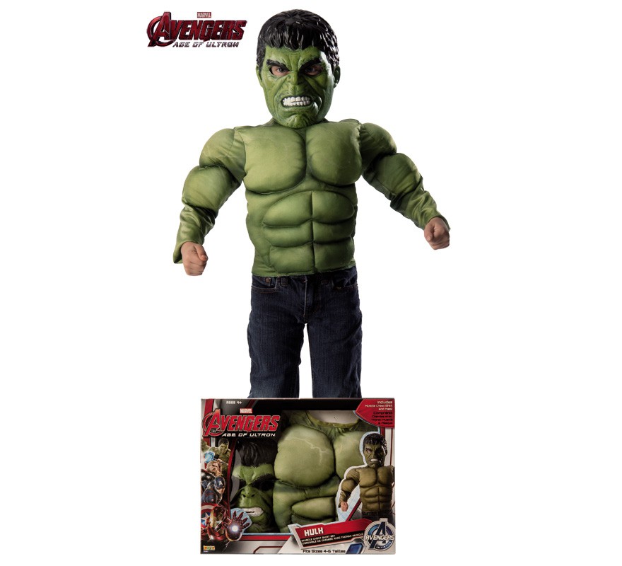 Disfraz de Hulk musculoso con máscara en caja para niño