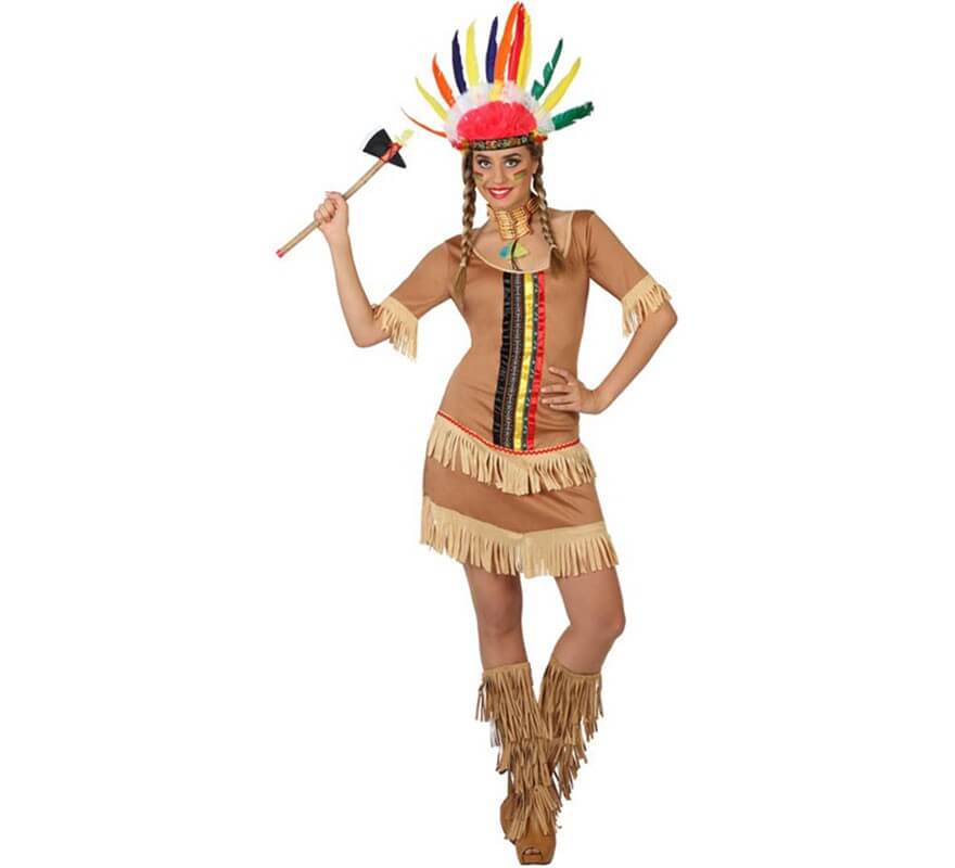 Disfraz de india mujer marrón