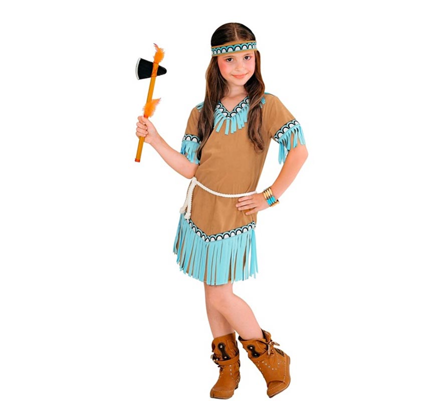 Brown and turquoise Indian costume for girls