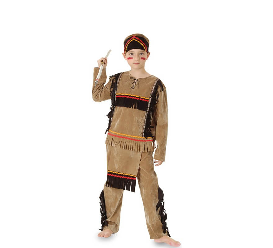 Parpadeo Armonía Pantano Disfraz de Indio con flecos para niño