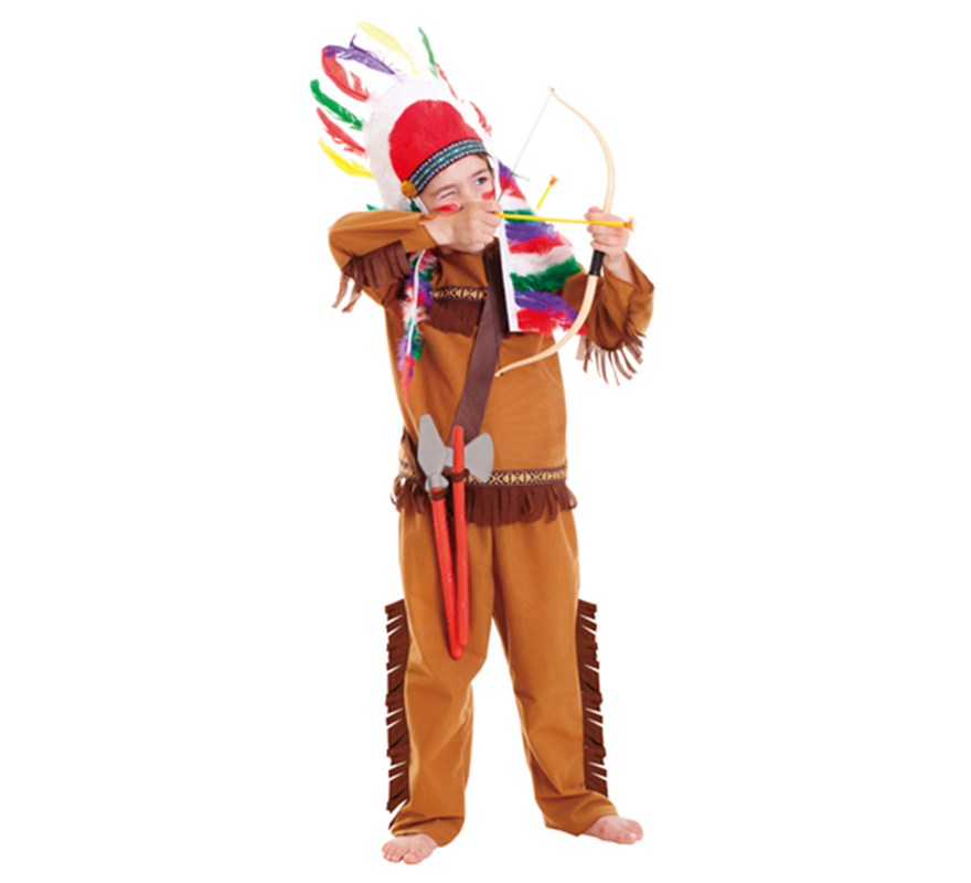Disfraz de indio nativo americano para niños de 3 a 6 años