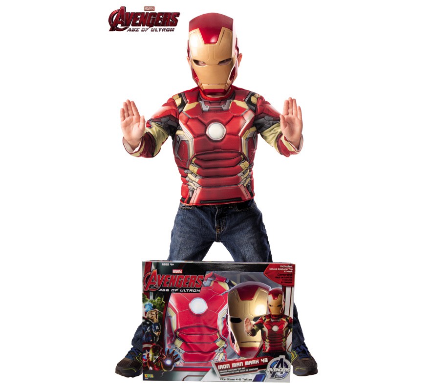 Disfraz de Iron Man musculoso con máscara en Caja para niño