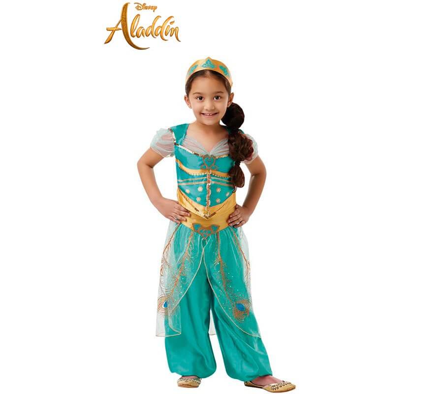 Disfraz Jazmin Aladino + Peluca Aladdin Disney Orignal Nena