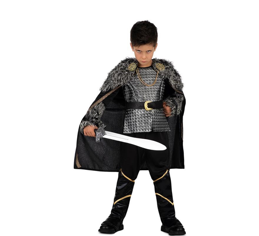 Silver Viking Chief Costume with Cape for Boys