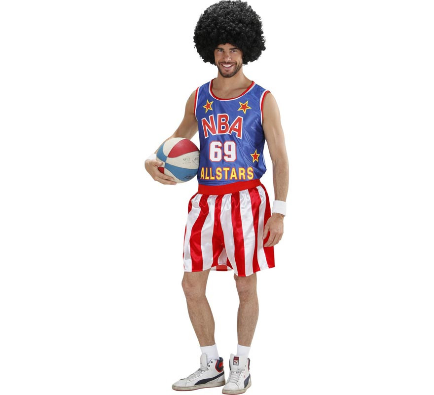 Blue and red basketball player costume for men