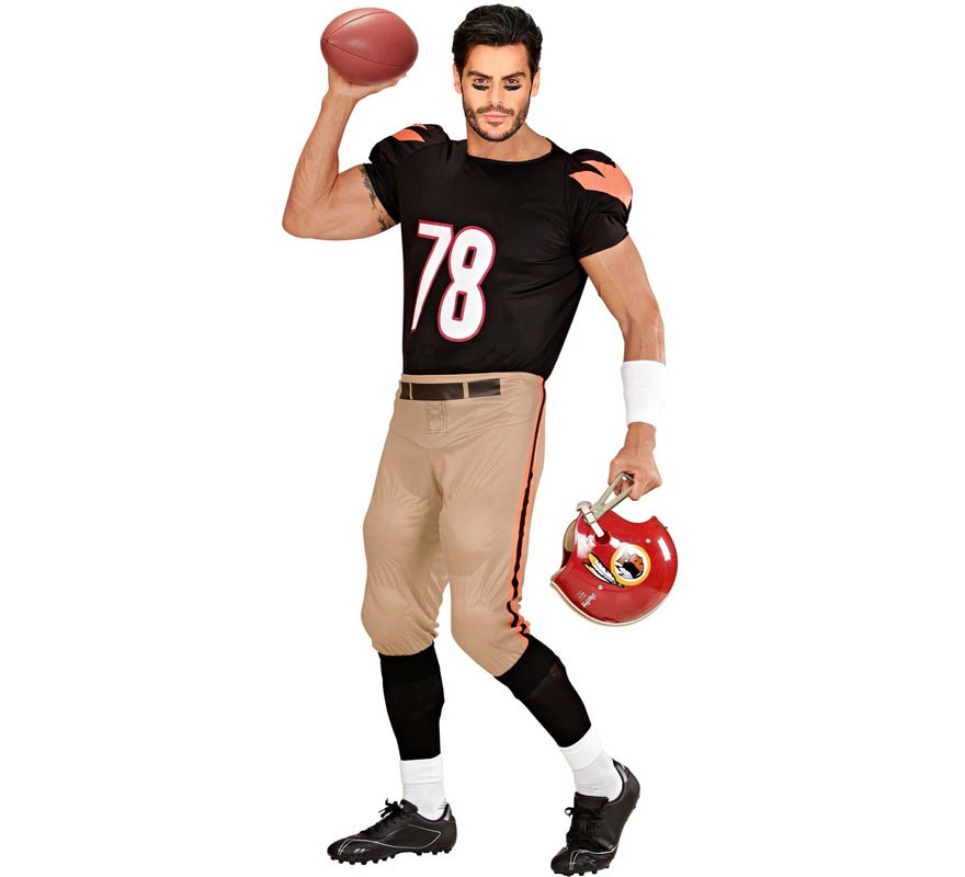 Black and brown American Football Player costume for men