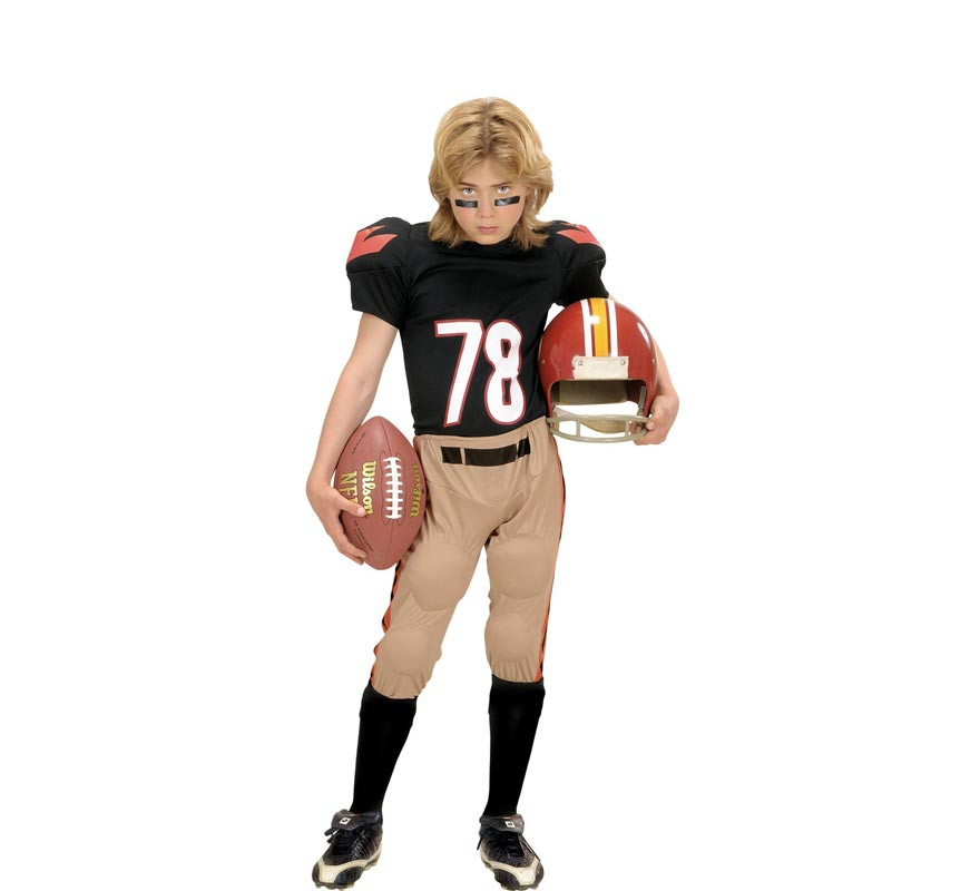 Black and Brown American Football Player Costume for Boys