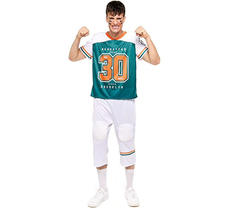 Disfraz de Jugador de Rugby verde y blanco para hombre Disfraz de Jugador de Rugby verde y blanco para hombre