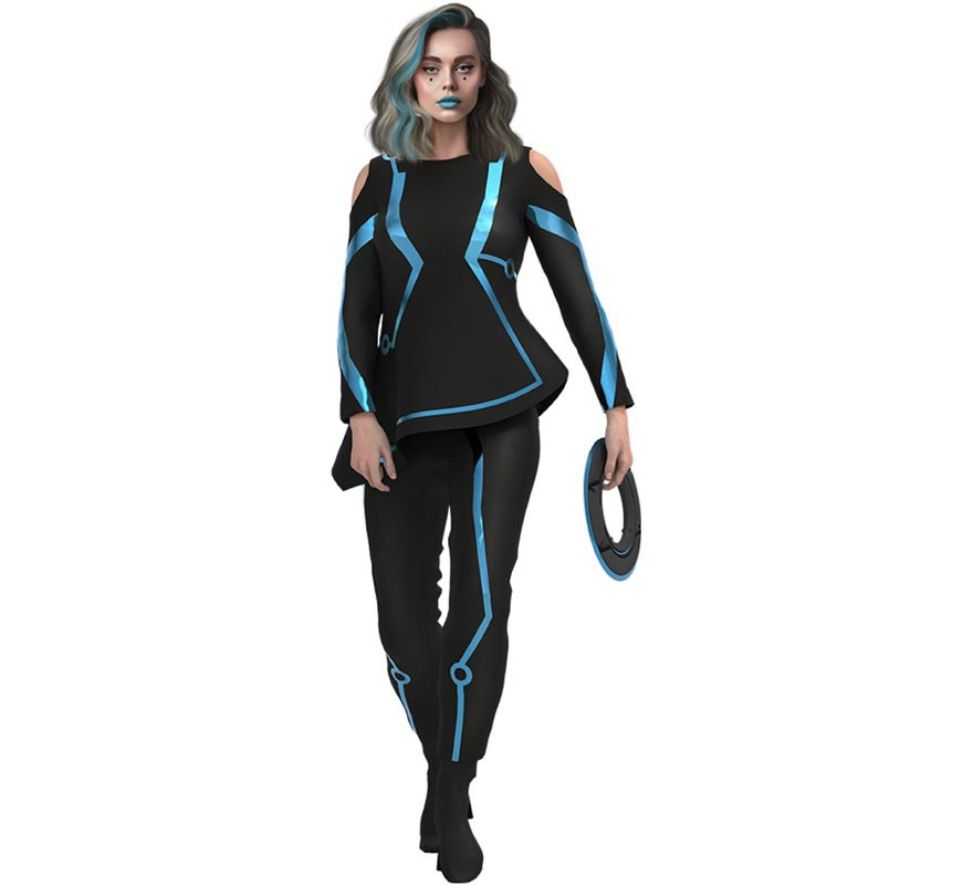 Black and blue video game player costume for women