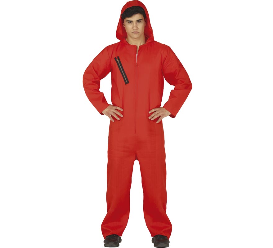 Bank Robber Costume with Red Jumpsuit for Men