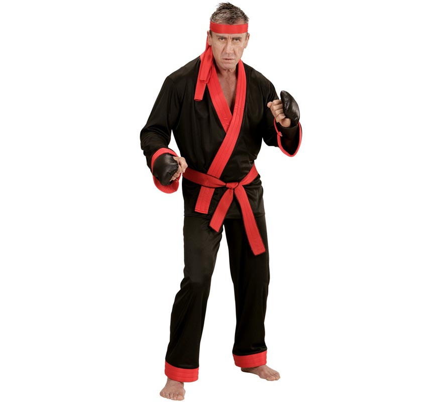 Black and red martial fighter costume for men