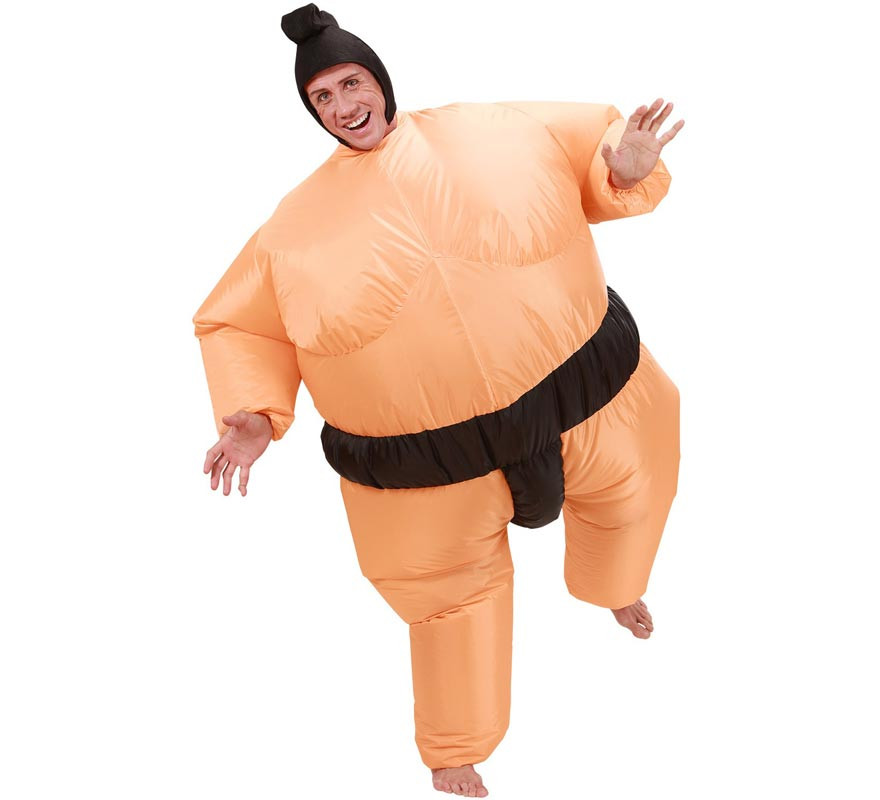 Sumo Wrestler Costume with Inflatable Headdress for Adults