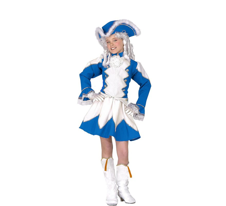 Blue and white Majorette costume with hat for girl