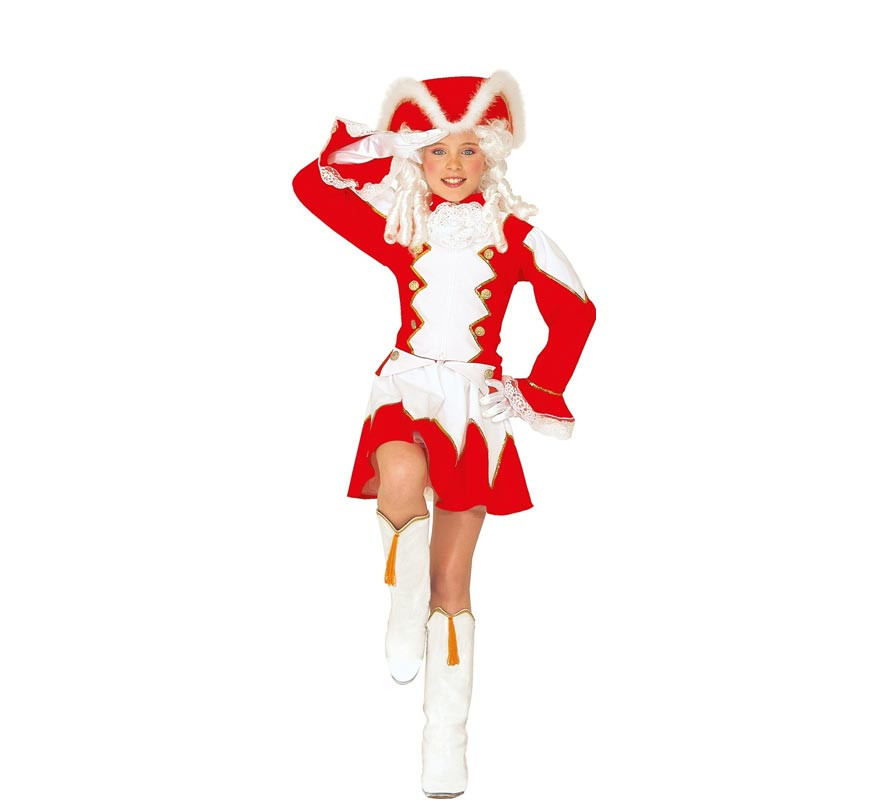 Red and white Majorette costume with hat for girl