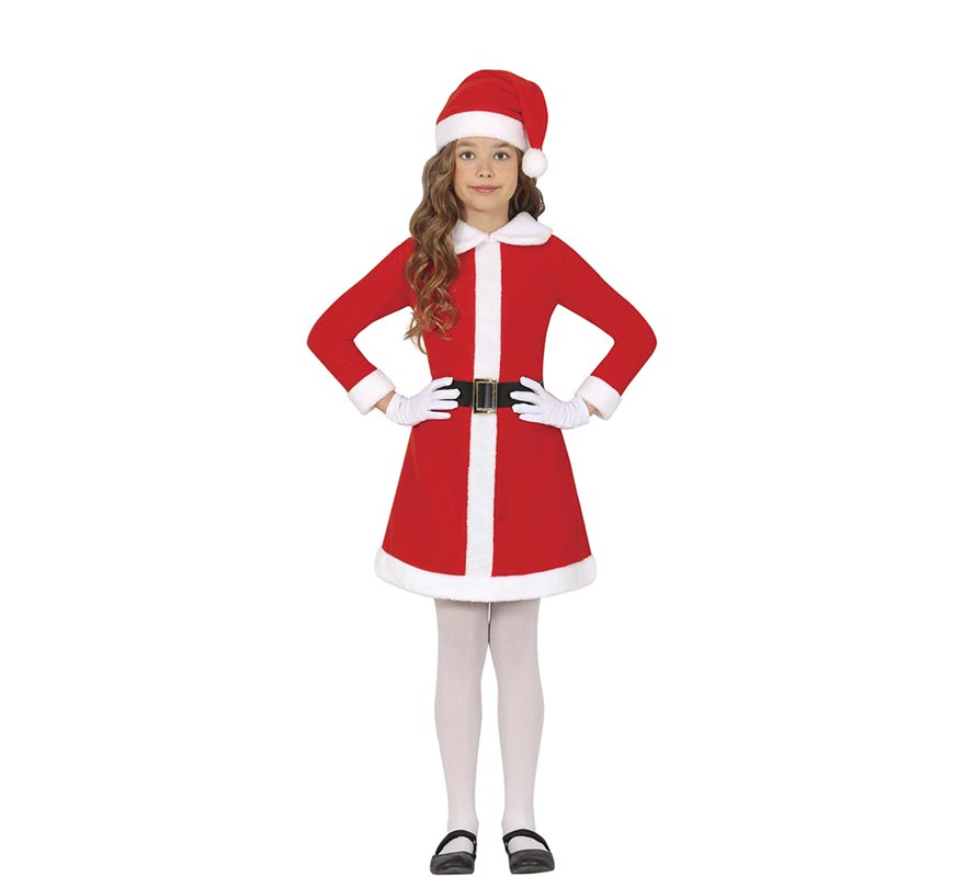 Santa Claus costume with black belt for girls