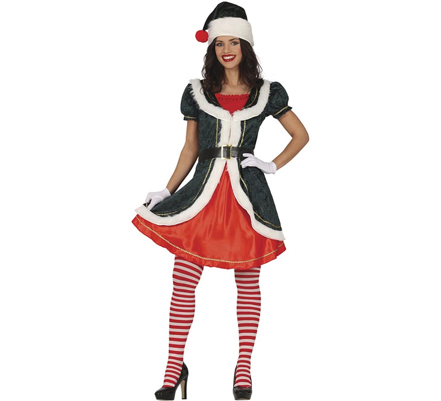 Green Santa Claus costume with jacket for women