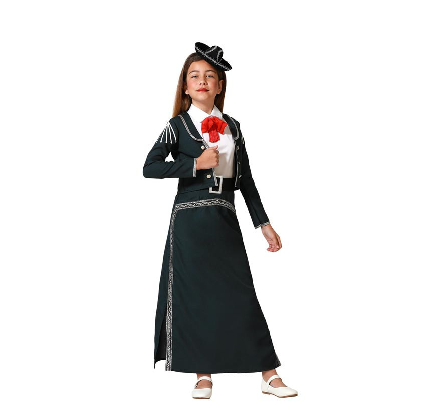 Mariachi costume black skirt with belt for girl