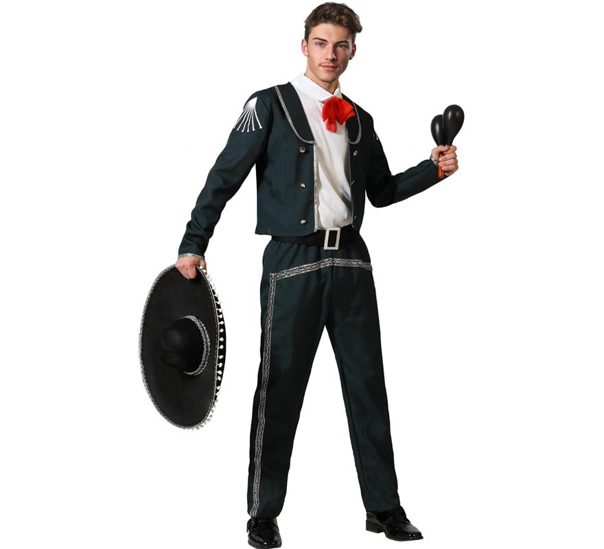 Black Mariachi Costume with Belt for Men