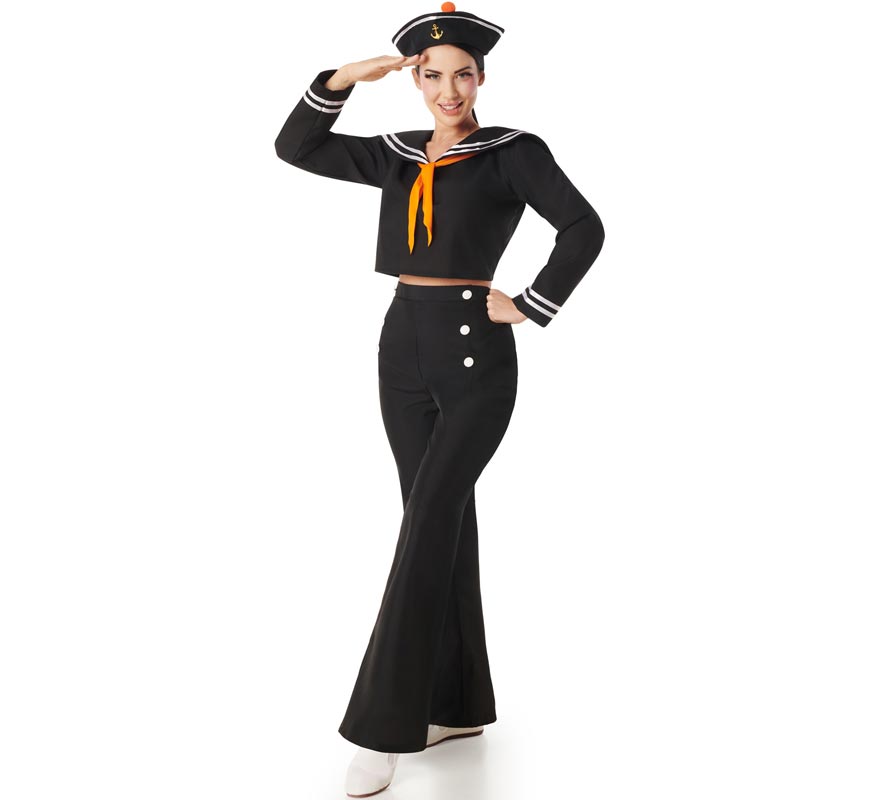 Black Sailor Costume with Pants for Women