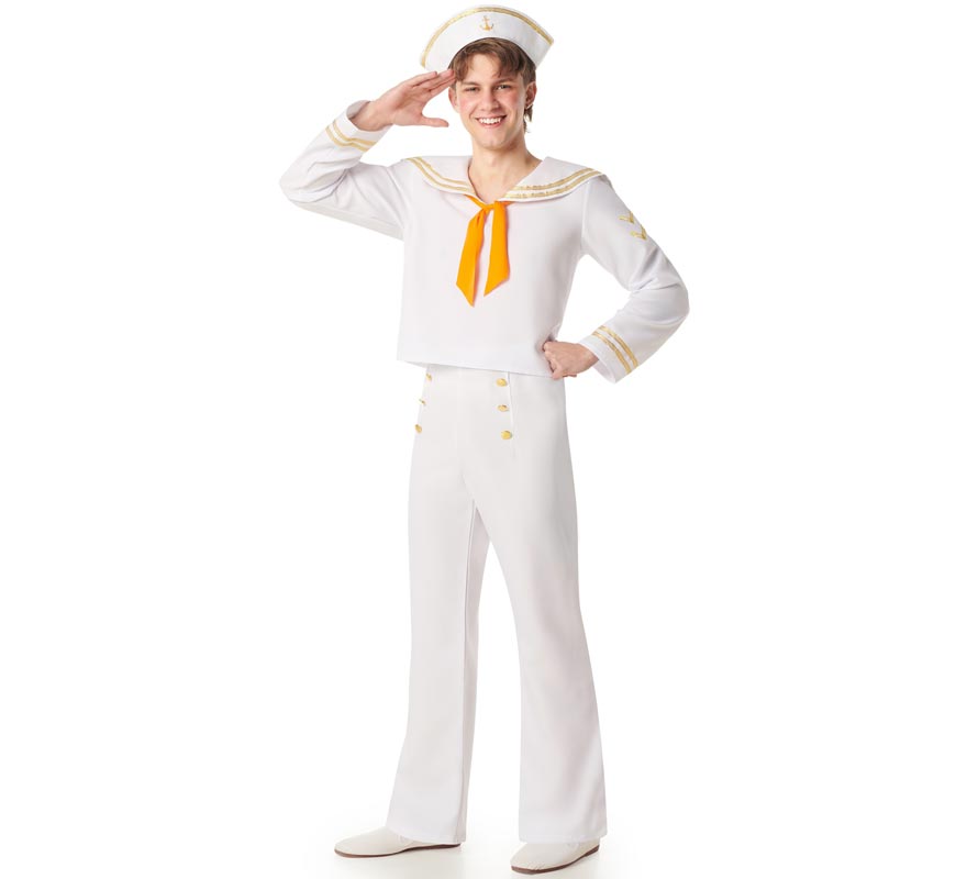 White Sailor Costume with Pants for Men