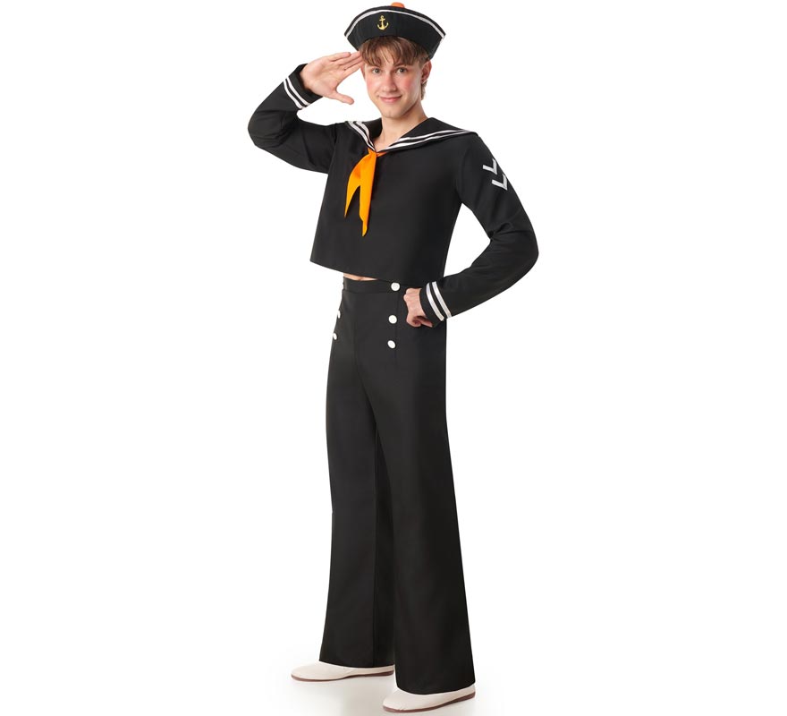 Black Sailor Costume with Pants for Men