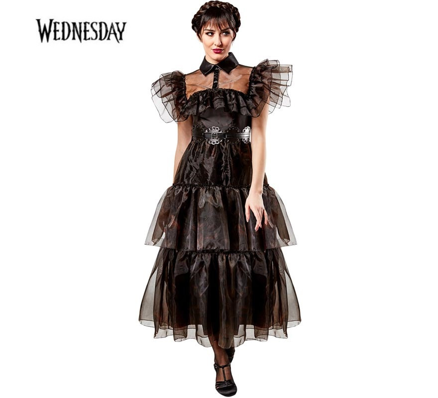 Wednesday Costume Women's Deluxe Black Ball Gown