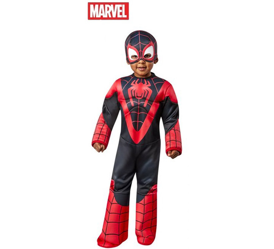 Costume de Miles Morales pour enfants, Marvel Spider-Man, combinaison  musclée noir et rouge