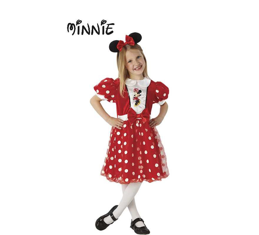salami Fábula impermeable Disfraz de Minnie Mouse Rojo Glamoroso para niña