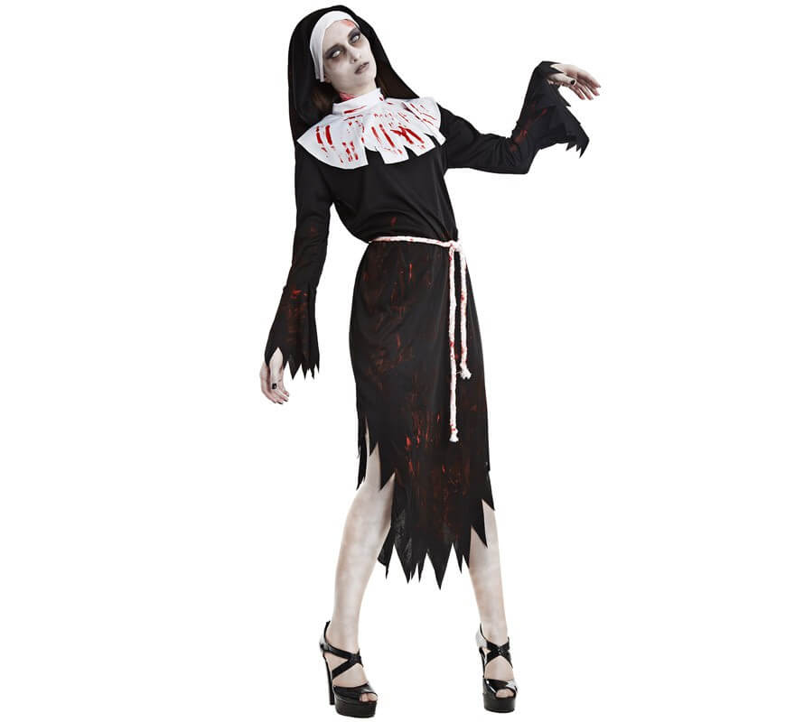 Sastre Voluntario Tibio Disfraz de Monja Zombie para mujer