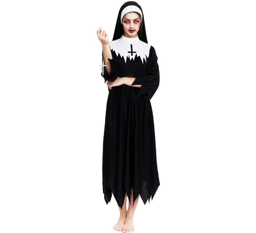 Zombie Nun Costume Women's Tunic with Spikes