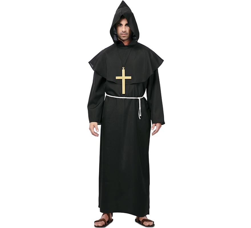 Dark Medieval Monk Costume with Cross for Men