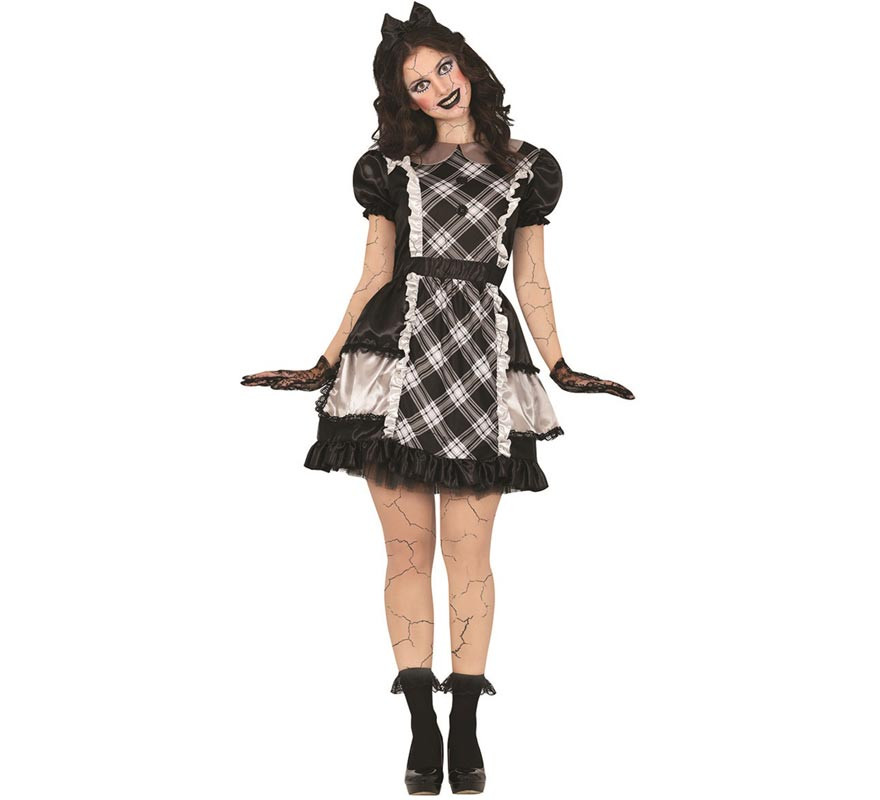 Women's Checkered Porcelain Doll Costume