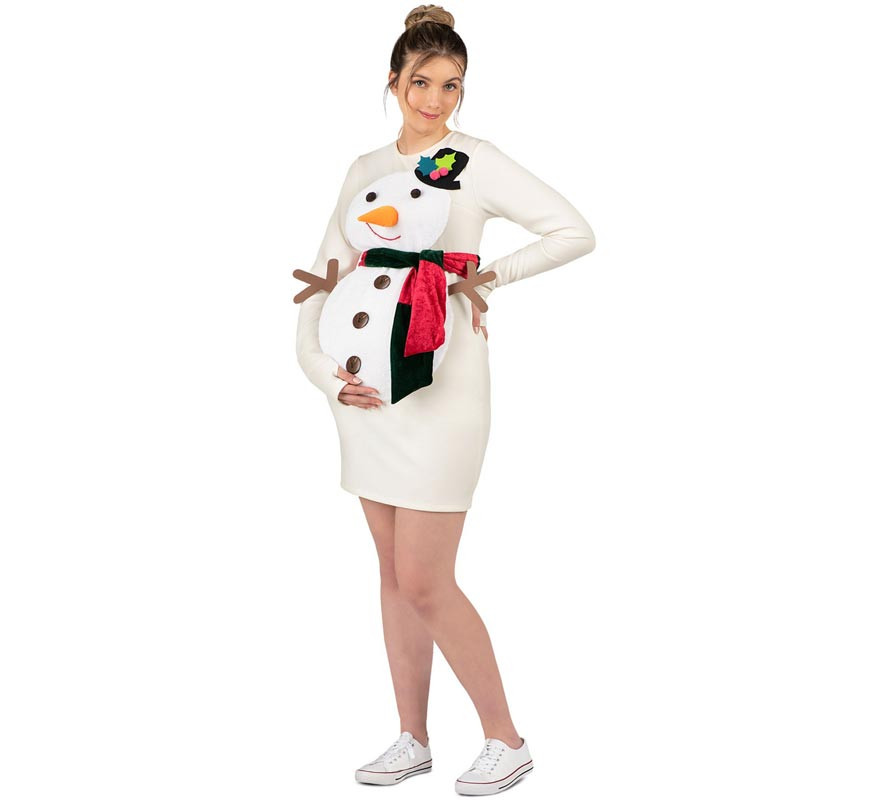 Snowman costume in a dress for pregnant women