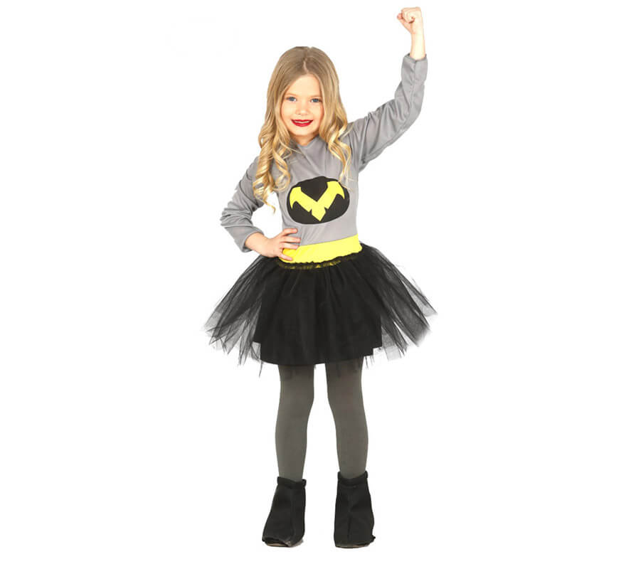 Disfraz Superheroína Negra y Amarilla con tutú para niña