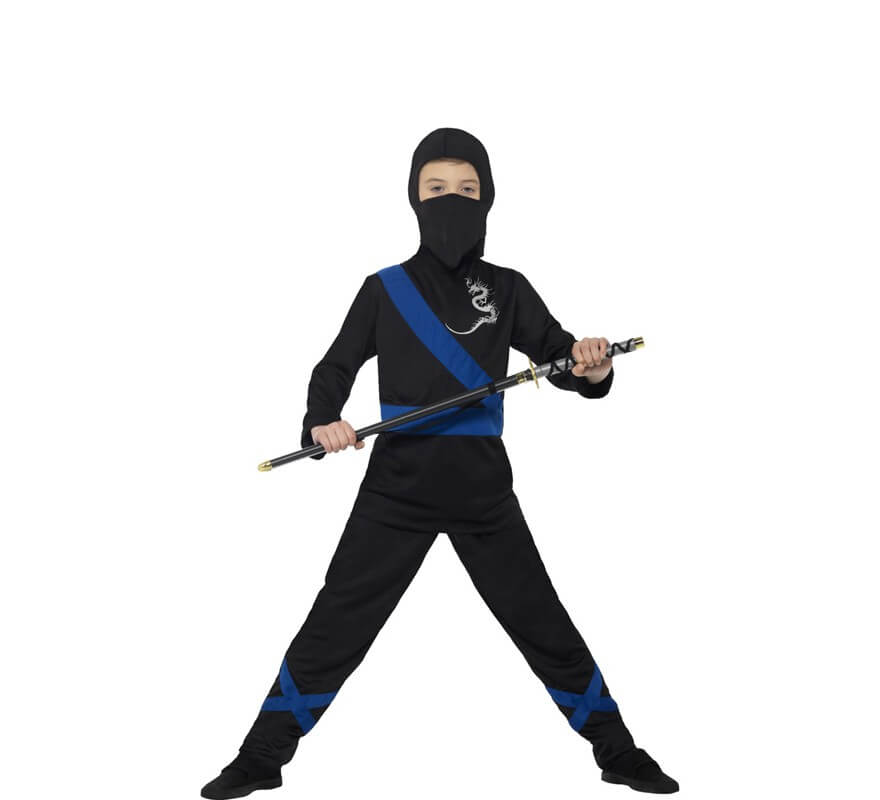 Disfraz de ninja azul para hombre. Entrega 24h