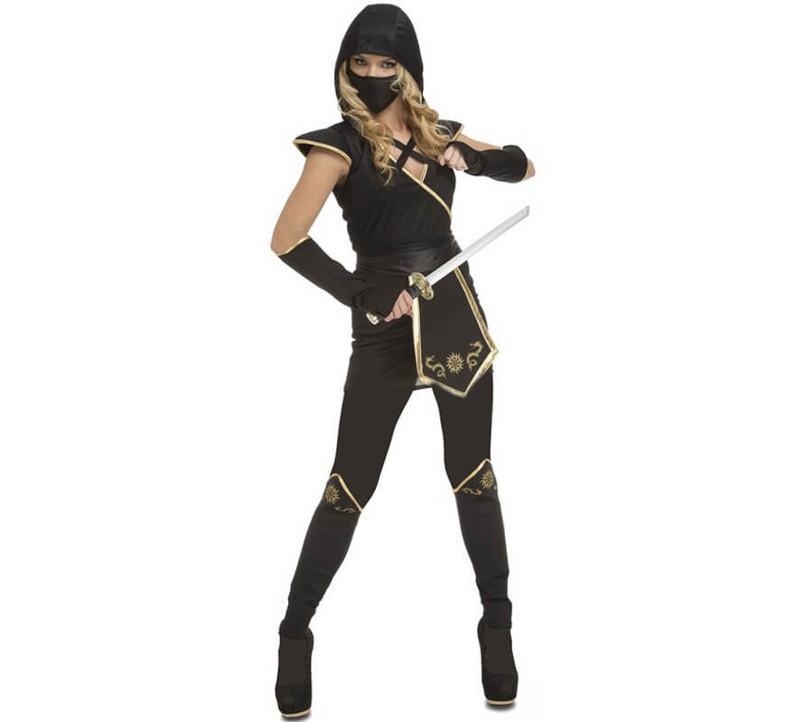 Disfraz de pirata mujer negro y dorado: Disfraces adultos,y
