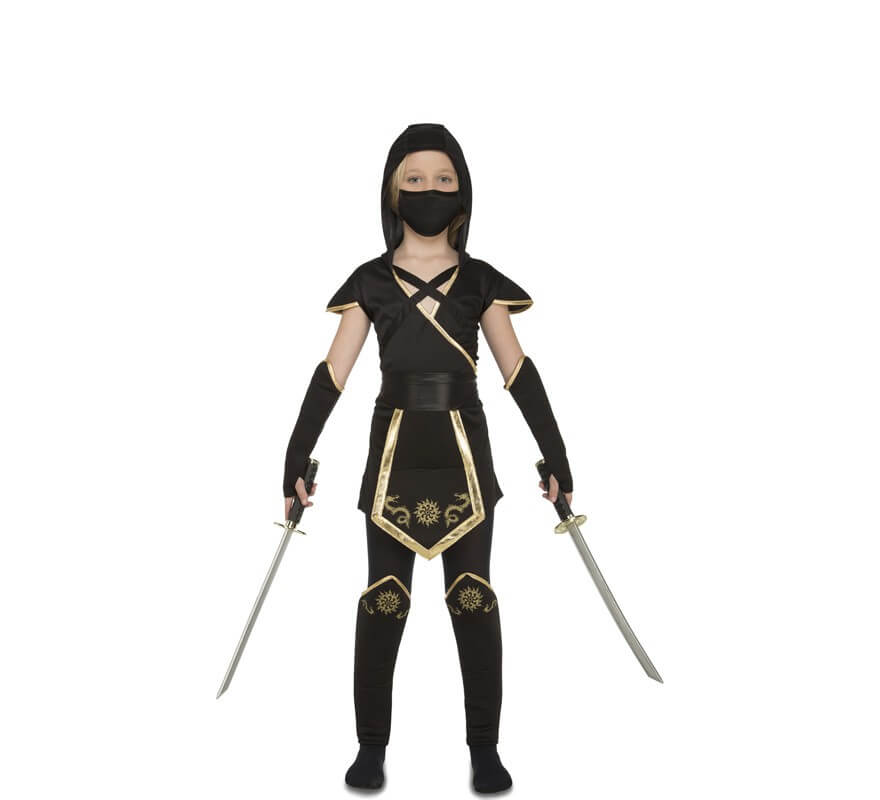 Black and Gold Ninja Costume for Girls