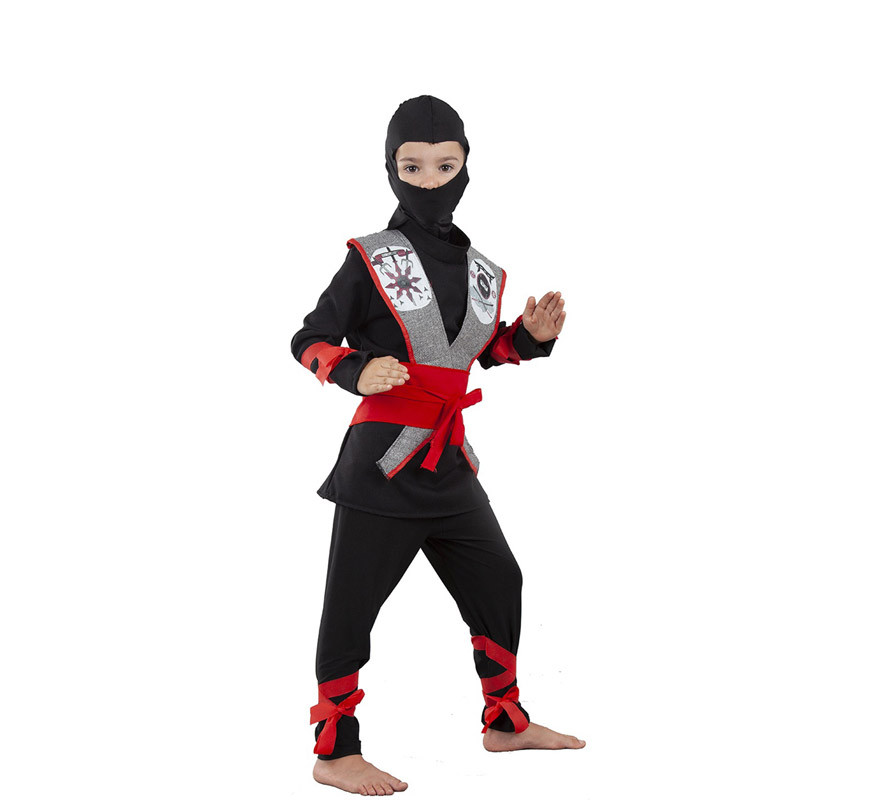Costume da ninja nero e rosso per bambini