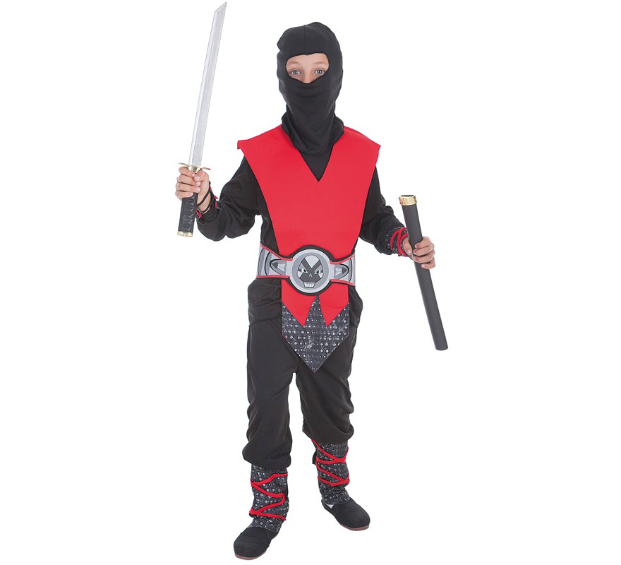 Disfraz de Ninja rojo y gris para niño