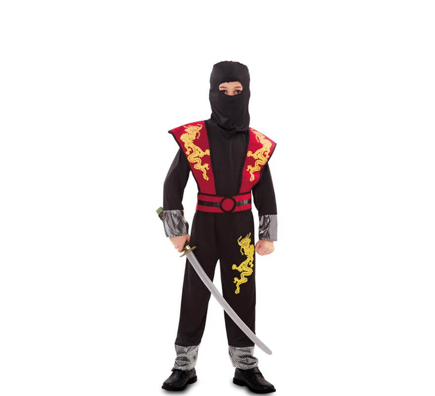 Disfraz de ninja negro para niños, talla M, 8-10 años (55.1 in) para  disfraz chino oriental