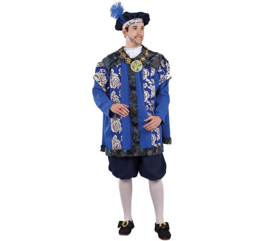 Disfraz de Noble Medieval Azul para