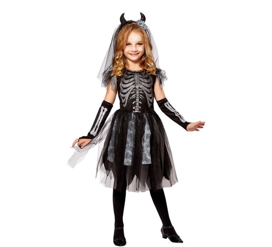 Corpse Bride Costume with Horns for Girls