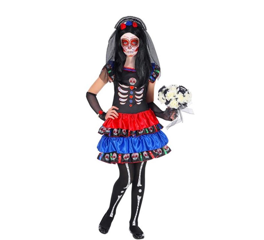 Catrina Skeleton Bride Costume for Girls